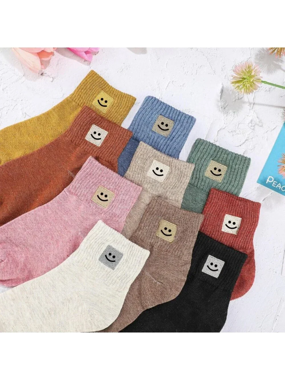 10 Pairs Women's Cute Cotton Crew Socks - Lightweight Ankle Length, Aesthetic